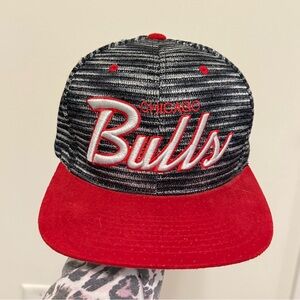 Chicago Bulls mitchell and ness NBA strapback hat cap adjustable red gray